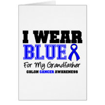 Colon Cancer Blue Ribbon Grandfather (Sporty) Card