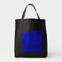 Colon Cancer BurnOut Fight Like a Girl Canvas Bags
