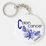 Colon Cancer BUTTERFLY 3 Keychains