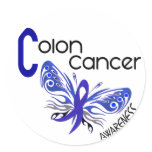 Colon Cancer BUTTERFLY 3 Round Sticker