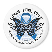 Colon Cancer Butterfly Tribal 2 magnets