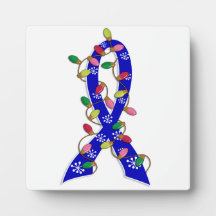 Colon Cancer Christmas Lights Ribbon Display Plaque