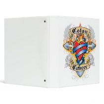 Colon Cancer Cross & Heart binders by fightcancertees Colon Cancer Cross & Heart binders