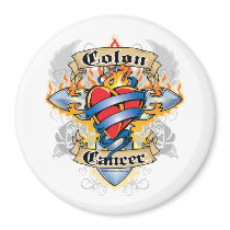 Colon Cancer Cross & Heart magnets