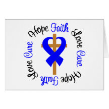 Colon Cancer Faith Hope Love Cross Card