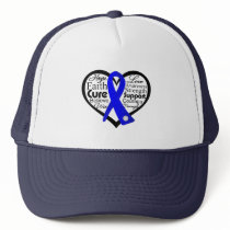 Colon Cancer Heart Ribbon Collage Mesh Hat
