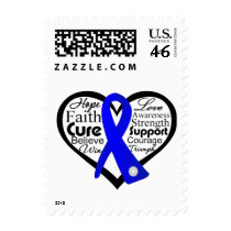 Colon Cancer Heart Ribbon Collage Stamp
