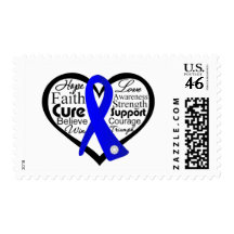 Colon Cancer Heart Ribbon Collage Stamps