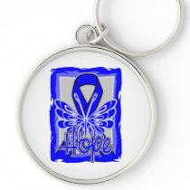 Colon Cancer Hope Butterfly Portrait Key Chain