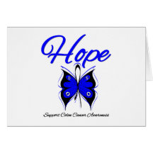 Colon Cancer Hope Butterfly Ribbon Cards