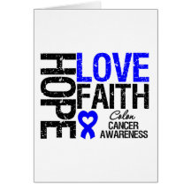 Colon Cancer Hope Love Faith Greeting Card