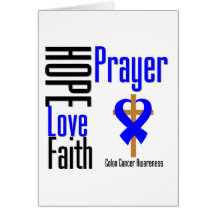 Colon Cancer Hope Love Faith Prayer Cross Cards