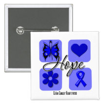 Colon Cancer Hope Love Inspire Awareness Pinback Button