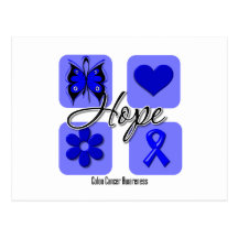 Colon Cancer Hope Love Inspire Awareness Post Cards