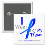 Colon Cancer I Wear Blue For My Mom Pinback Button