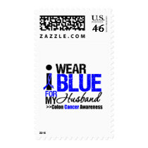 Colon Cancer I Wear Blue Ribbon For My Husband Stamp