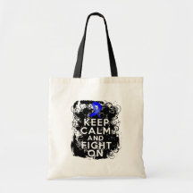 Colon Cancer Keep Calm and Fight On Tote Bags