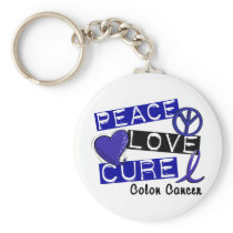 Colon Cancer PEACE LOVE CURE 1 Key Chains