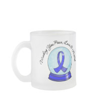 Colon Cancer Ribbon Merry Christmas Snowglobe mugs by giftsforawareness Colon Cancer Ribbon Merry Christmas Snowglobe mugs