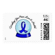Colon Cancer Ribbon Merry Christmas Snowglobe Postage Stamps