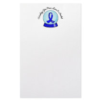 Colon Cancer Ribbon Merry Christmas Snowglobe stationery
