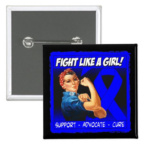 Colon Cancer Rosie Riveter - Fight Like a Girl Pinback Button