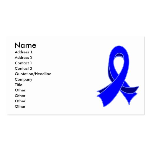 Colon Cancer Stylish Blue Ribbon Business Card