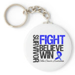 Colon Cancer Survivor Fight Believe Win Motto Key Chain