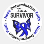 Colon Cancer Survivor Hope Determination Faith Round Stickers