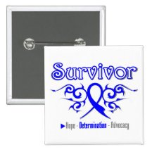 Colon Cancer Survivor Tribal Ribbon Buttons