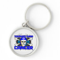 Colon Cancer Tougher Than Cancer Skull Key Chain