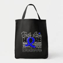 Colon Cancer Typographic Faith Love Hope Canvas Bag