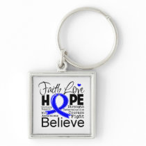 Colon Cancer Typographic Faith Love Hope Key Chain