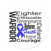 Colon Cancer Warrior Collage Round Stickers