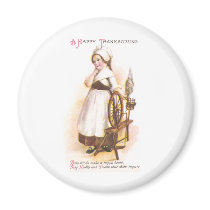 Colonial American Girl and her Spinning Wheel Refrigerator Magnets