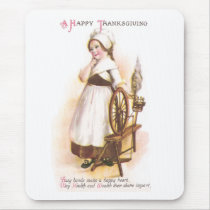 Colonial American Girl and her Spinning Wheel Mouse Pad