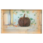 colonial basket pumpkin table card holder