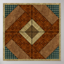 Colonial Pavement in Dark Green & Rust Posters