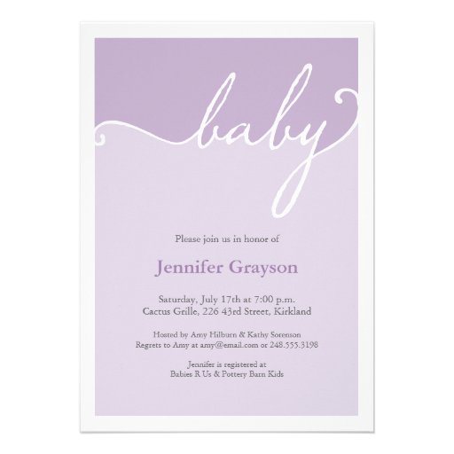 Color Band Baby Shower Invitation in Lavender