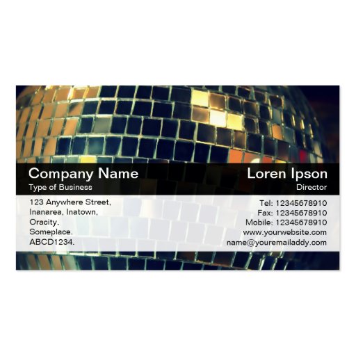 Color Band - Black - Mirror Ball Business Cards (front side)