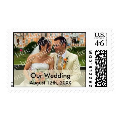 Color band champagne gold custom photo wedding postage stamps by FidesDesign