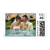 Color band modern blue custom photo wedding stamps