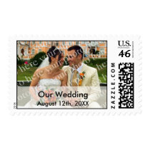 Color band modern frost white custom photo wedding stamps