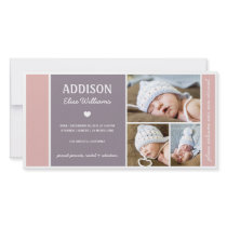 COLOR BLOCK | BABY GIRL BIRTH ANNOUNCEMENT PICTURE CARD