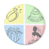 Color Block Bride magnets by pinkinkart Color Block Bride magnets