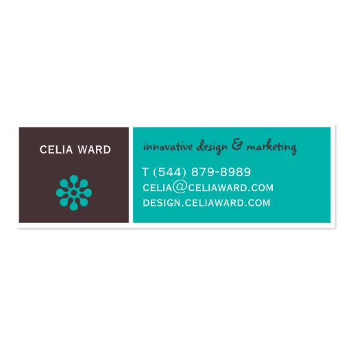 Color Block Brown and Aqua Retro Business Card (front side)
