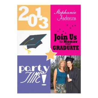 Color Block Graduation Party Personalized Invites