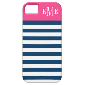 Color Block Monogram | Navy Stripes iPhone 5 Covers