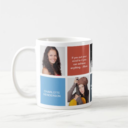 Color block navy personal quote grad custom photo coffee mug