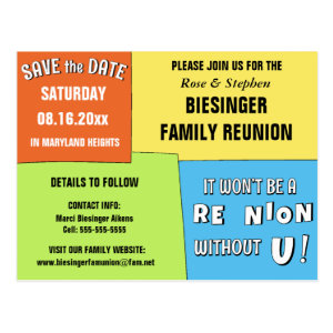 Color Block Save the Date Reunion Postcard Postcards